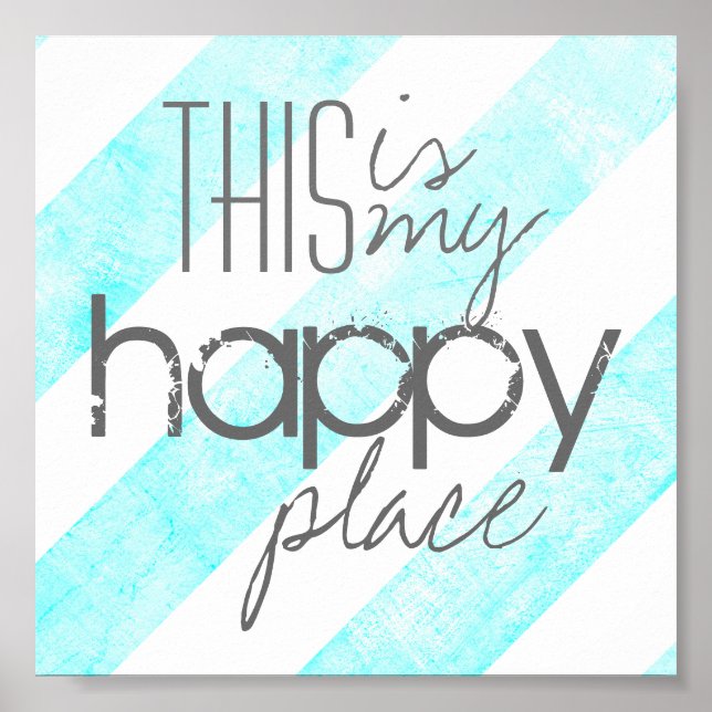 this is my happy place poster quote on blue (Front)