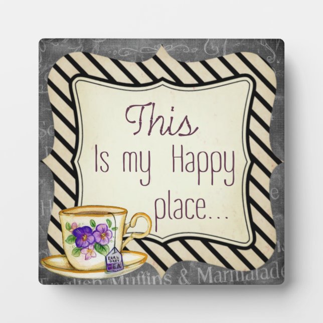 "This is My Happy Place" retro motivation poster, Plaque (Front)