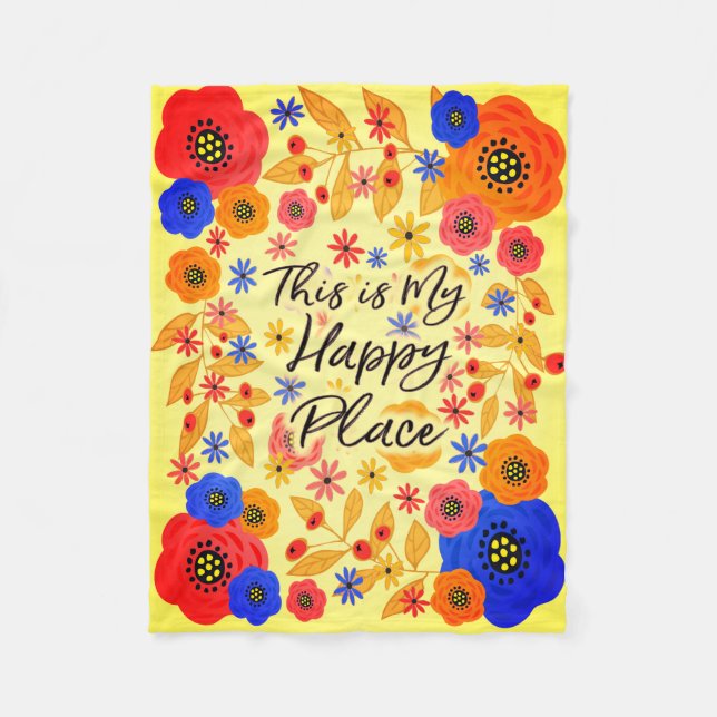 This is My Happy Place Sangria Fleece Blanket (Front)