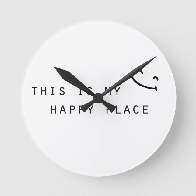 this is my happy place simple modern design round clock (Front)