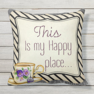 this is my happy place teacup  outdoor or indoor cushion