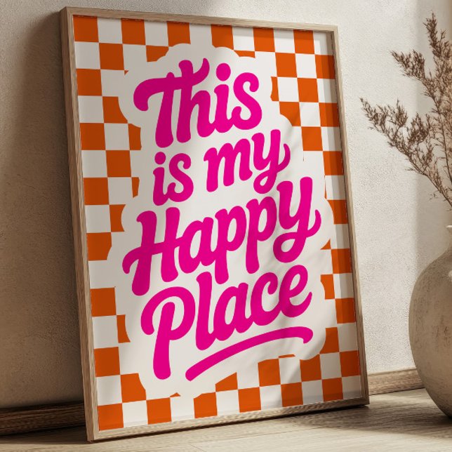 This is My Happy Place Uplifting Quote Checkered  Poster (Creator Uploaded)