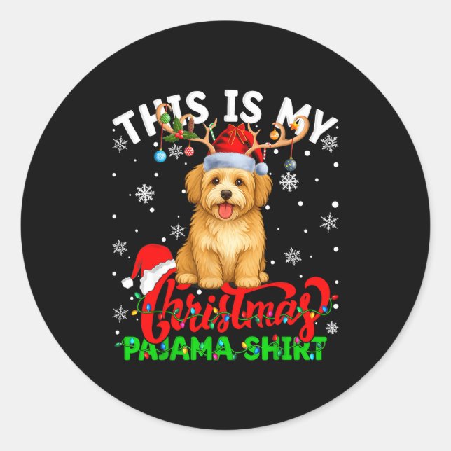 This Is My Havanese Dog Ugly Christmas Pajama Swea Classic Round Sticker (Front)