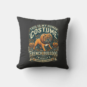 This Is My Human Costume French Bulldog Pumpkin Ha Cushion