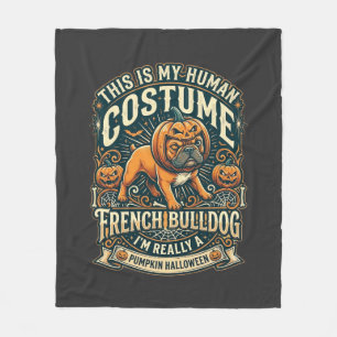 This Is My Human Costume French Bulldog Pumpkin Ha Fleece Blanket