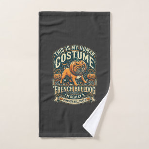 This Is My Human Costume French Bulldog Pumpkin Ha Hand Towel