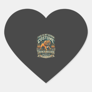 This Is My Human Costume French Bulldog Pumpkin Ha Heart Sticker