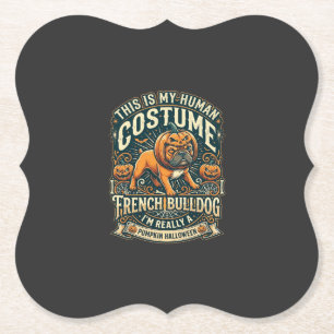This Is My Human Costume French Bulldog Pumpkin Ha Paper Coaster