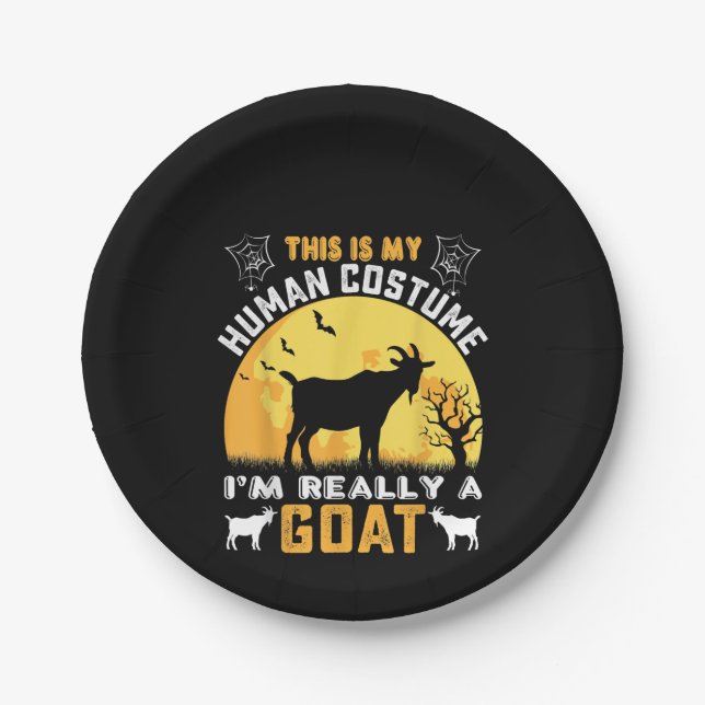 This Is My Human Costume Goat Gift Paper Plate (Front)