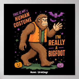 This Is My Human Costume I Am Really a Bigfoot Fun Poster