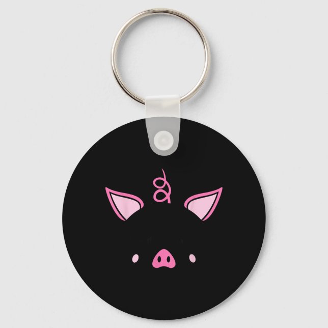 This Is My Human Costume Im A Pig Face Design Key Ring (Front)