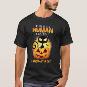 This Is My Human Costume I'm Really A Cat Pumkin H T-Shirt