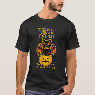 This Is My Human Costume I'm Really A Cat Pumkin H T-Shirt