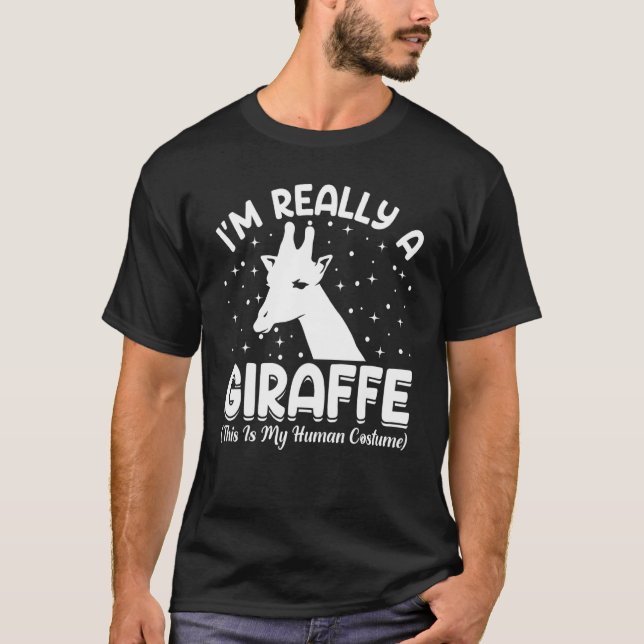 This Is My Human Costume I'm Really A Giraffe Anim T-Shirt (Front)