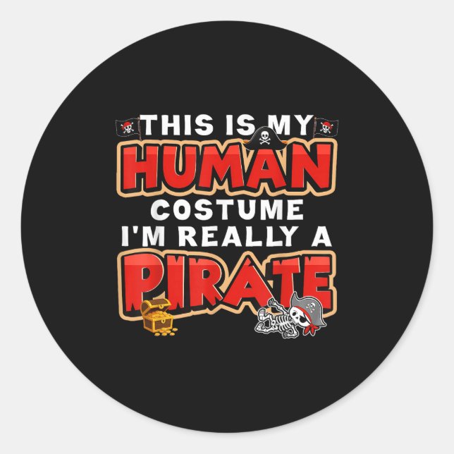 This Is My Human Costume I'm Really A Rate Hallowe Classic Round Sticker (Front)