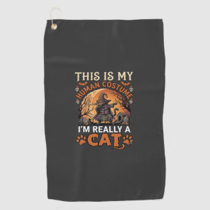 This Is My Human Costume Really Cat Halloween Witc Golf Towel