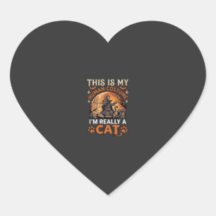 This Is My Human Costume Really Cat Halloween Witc Heart Sticker