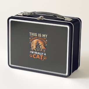 This Is My Human Costume Really Cat Halloween Witc Metal Lunch Box
