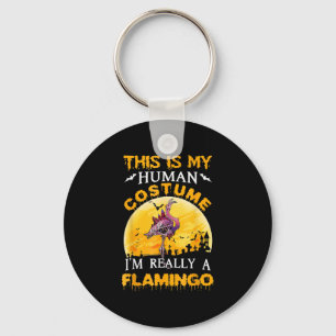 This Is My Human Costume Really Flamingo Halloween Key Ring
