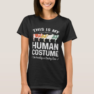 This Is My Human Costume Vintage Dairy Cow Hallowe T-Shirt