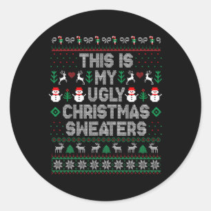 This Is My It's Too Hot For Ugly Christmas Sweater Classic Round Sticker