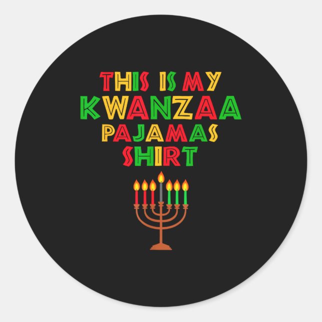 This Is My Kwanzaa Pajamas Seven Principles Candle Classic Round Sticker (Front)