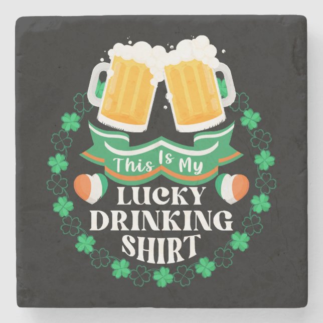 This Is My Lucky Drinking Beer St. Patrick's Day Stone Coaster (Front)