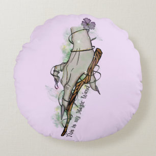 This Is My Magic Wand – Gothic Witch Hand Round Cushion