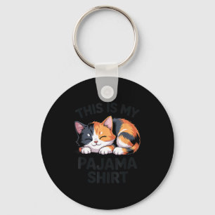 This Is My Pajama Funny Calico Cat Key Ring