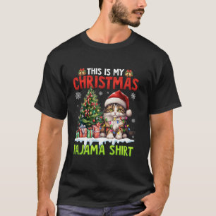 This is My Pajama Shirt Cute Pixie Bob Cat Santa C