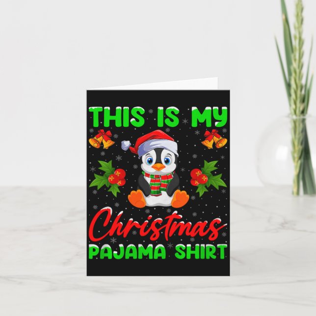 This Is My Penguin Christmas Pajamas Funny Penguin Card (Front)