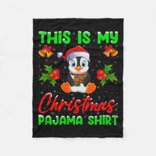 This Is My Penguin Christmas Pajamas Funny Penguin Fleece Blanket