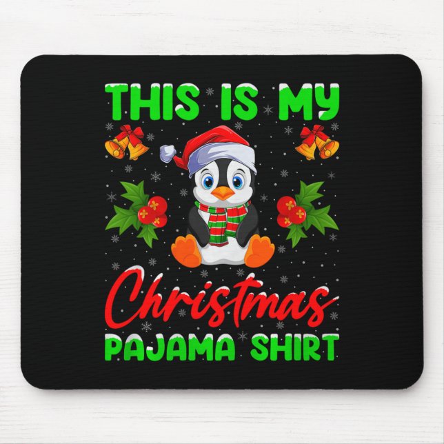 This Is My Penguin Christmas Pajamas Funny Penguin Mouse Mat (Front)