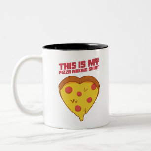 This Is My Pizza Making Shirt Heart Two-Tone Coffee Mug