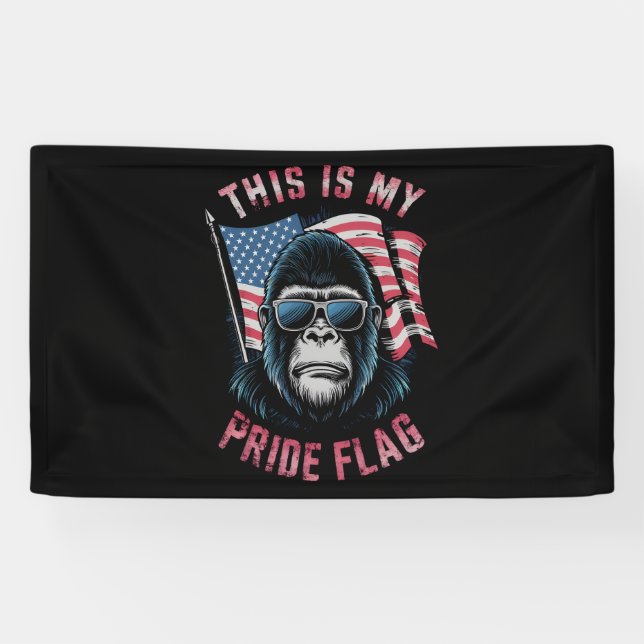 This Is My Pride Flag American Flag Bigfoot  Banner (Horizontal)