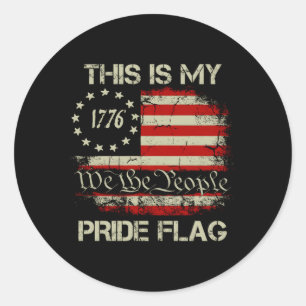 This Is My Pride Flag Usa American 4Th Of July Us  Classic Round Sticker