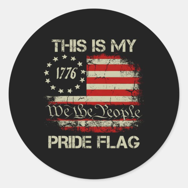 This Is My Pride Flag Usa American 4Th Of July Us  Classic Round Sticker (Front)
