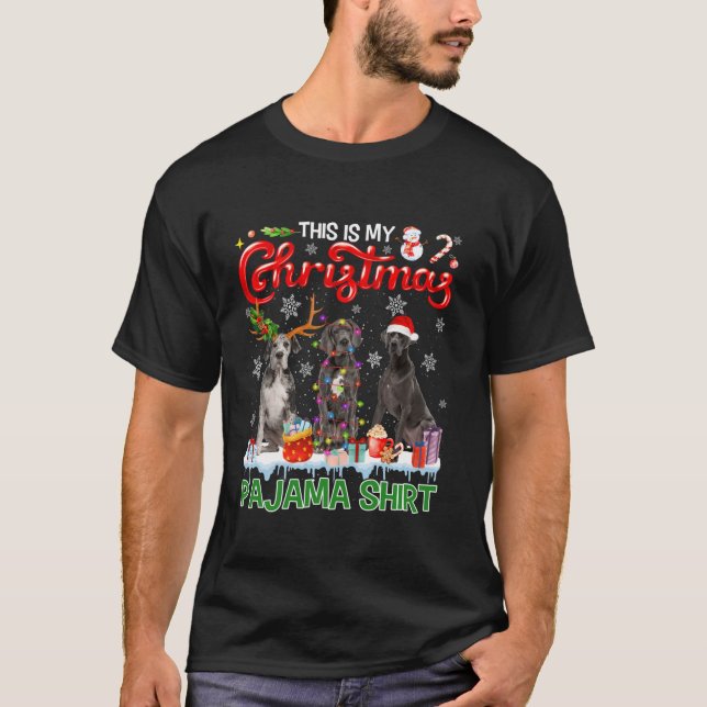 This Is My Pyjamas Shirt Santa Great Dane Dogs Lov (Front)