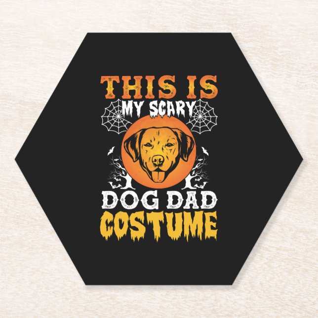 This is My Scary Dog Dad Costume Paper Coaster (Front)
