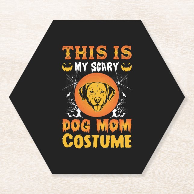 This is My Scary Dog Mum Costume Paper Coaster (Front)