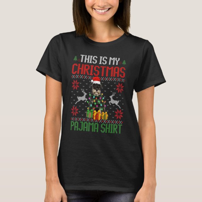 This Is My Schnauzer Dog Christmas Pajama   T-Shirt (Front)