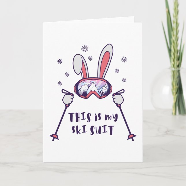 This is my Ski Suit Skiing Rabbit with ski poles Card (Front)