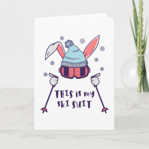 This is my Ski Suit Skiing Rabbit with ski poles Card
