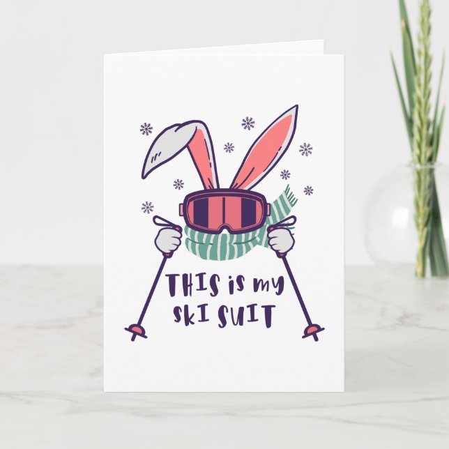 This is my Ski Suit Skiing Rabbit with ski poles Card (Front)