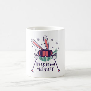 This is my Ski Suit Skiing Rabbit with ski poles Coffee Mug