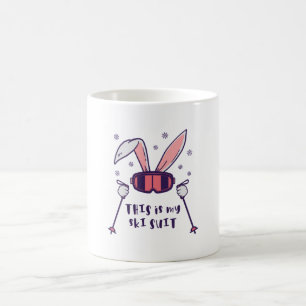 This is my Ski Suit Skiing Rabbit with ski poles Coffee Mug