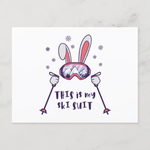 This is my Ski Suit Skiing Rabbit with ski poles Postcard