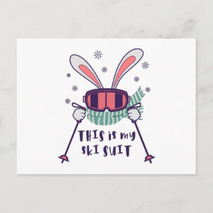 This is my Ski Suit Skiing Rabbit with ski poles Postcard