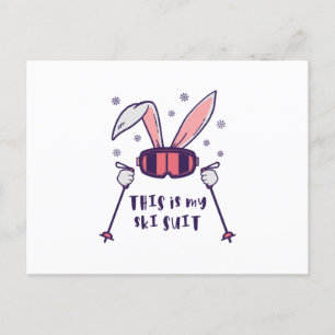 This is my Ski Suit Skiing Rabbit with ski poles Postcard