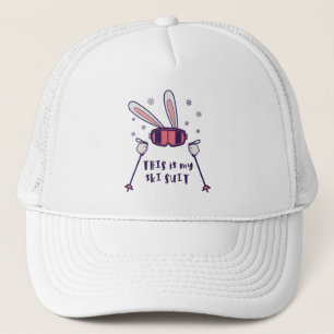 This is my Ski Suit Skiing Rabbit with ski poles Trucker Hat